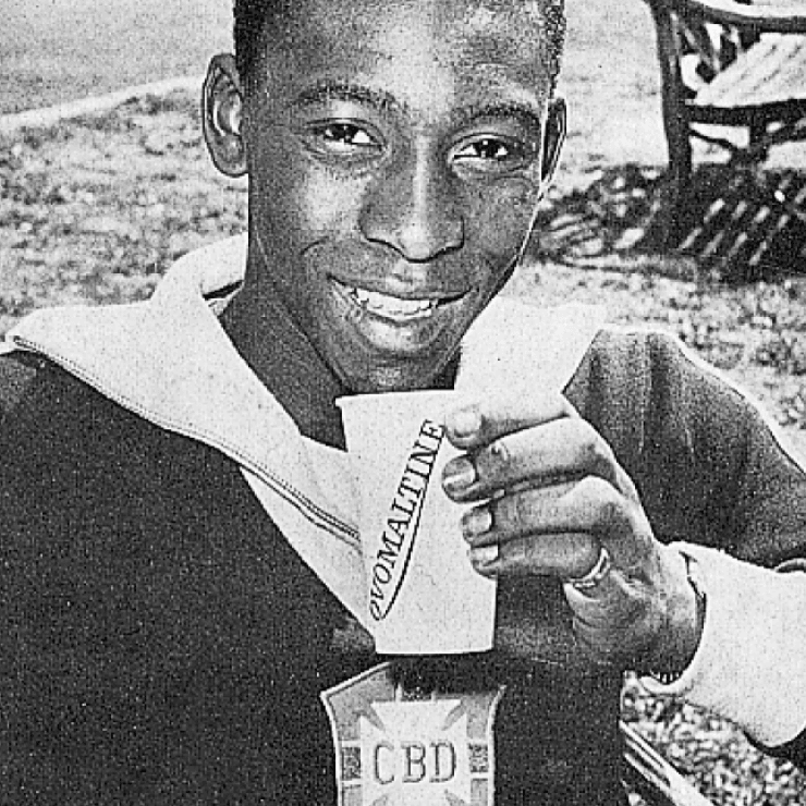Pelé mit Ovomaltine an der Fussballweltmeisterschaft 1962